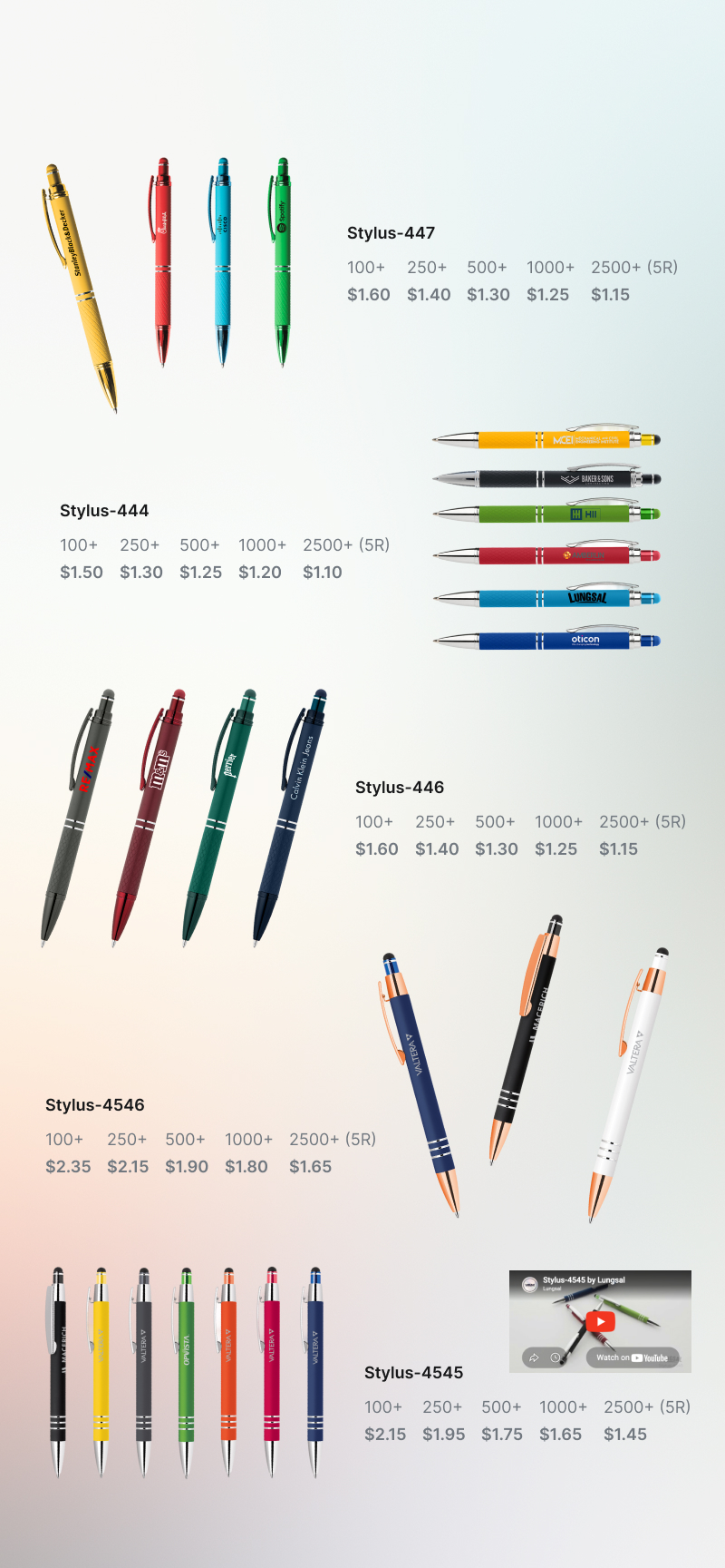 Lungsal's 2026 New Soft Touch Stylus Pens